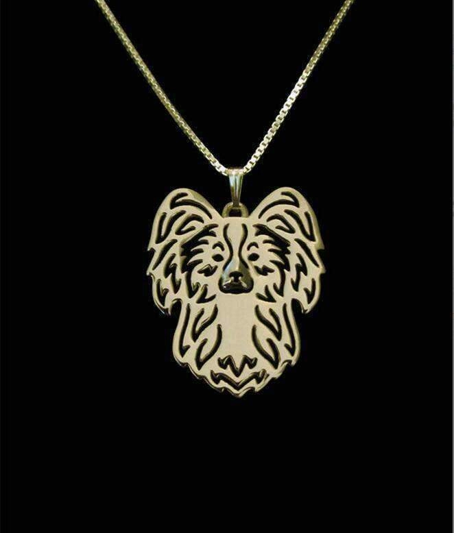 Dog Pendant Necklace - Papillon