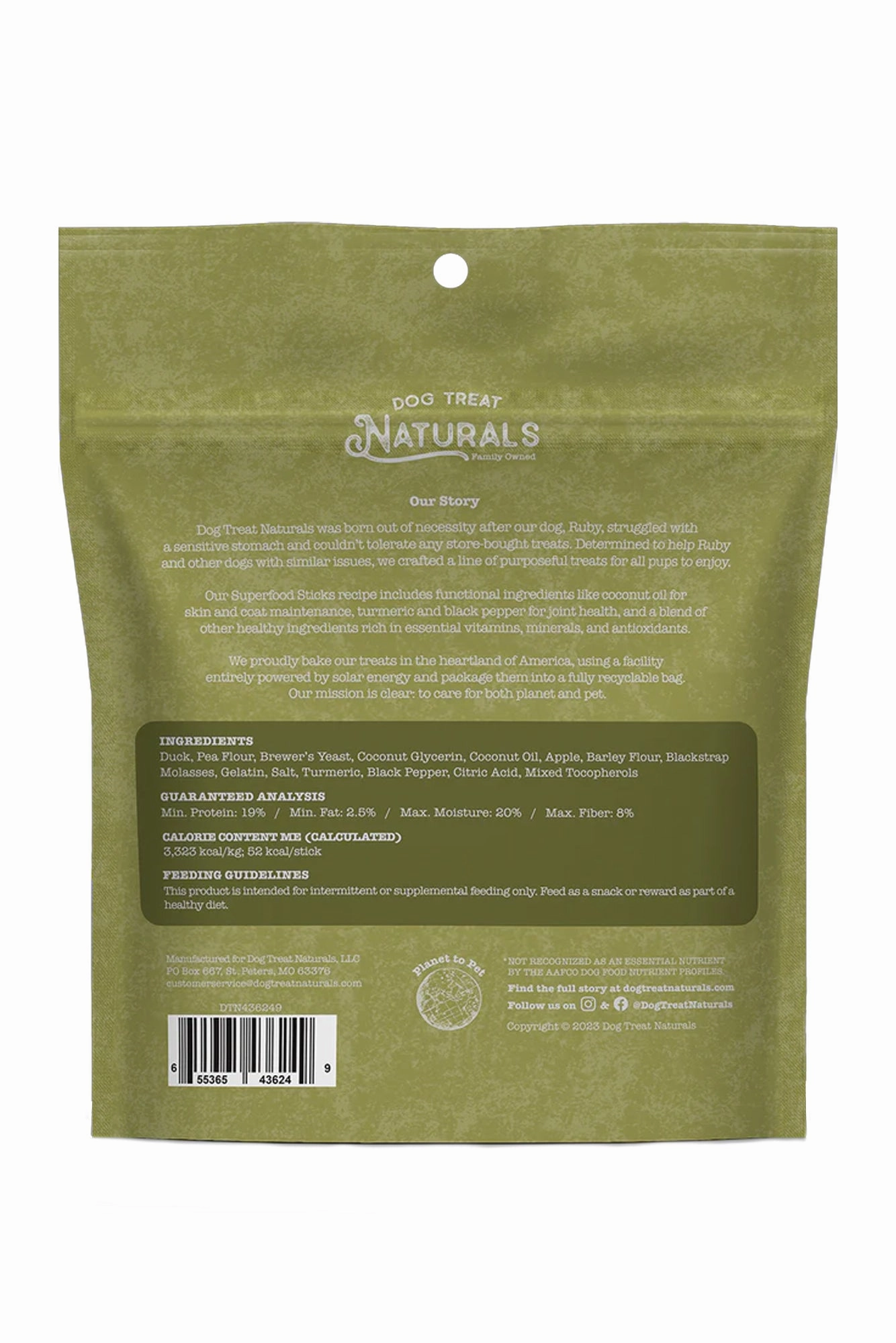 Dog Treat Naturals Duck and Apple Superfood Sticks Dog Treats