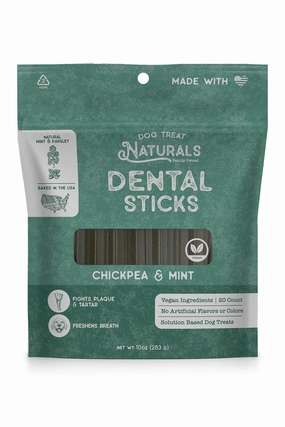 Dog Treat Naturals Mint and Chickpea Dental Sticks