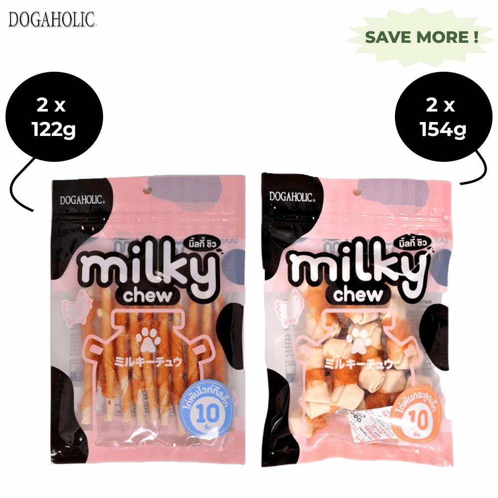 Dogaholic Milky Chew Chicken Stick Style and Bone Style Dog Treats Combo (2 2)
