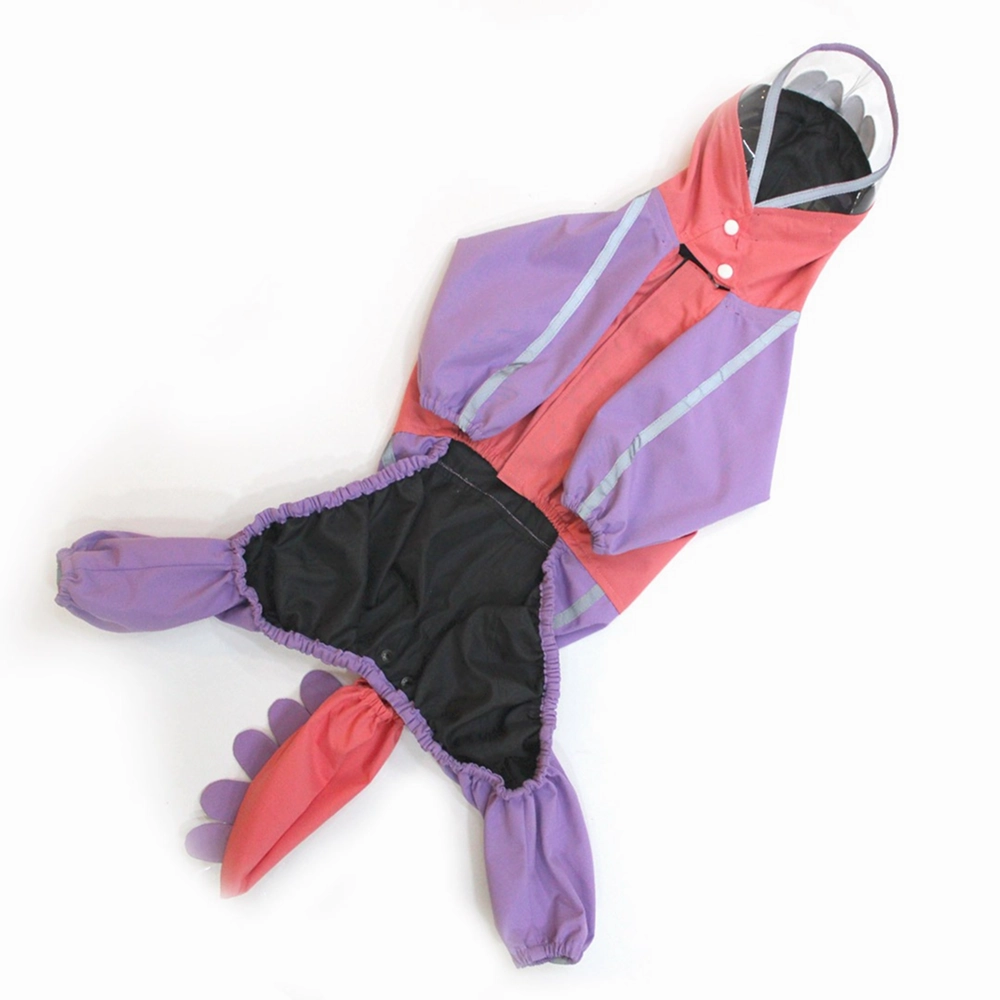Dogobow Bubble's Dino Raincoat for Dogs and Cats (Pink/Purple)