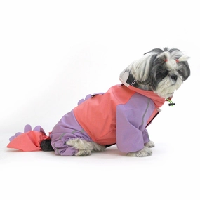 Dogobow Bubble's Dino Raincoat for Dogs and Cats (Pink/Purple)