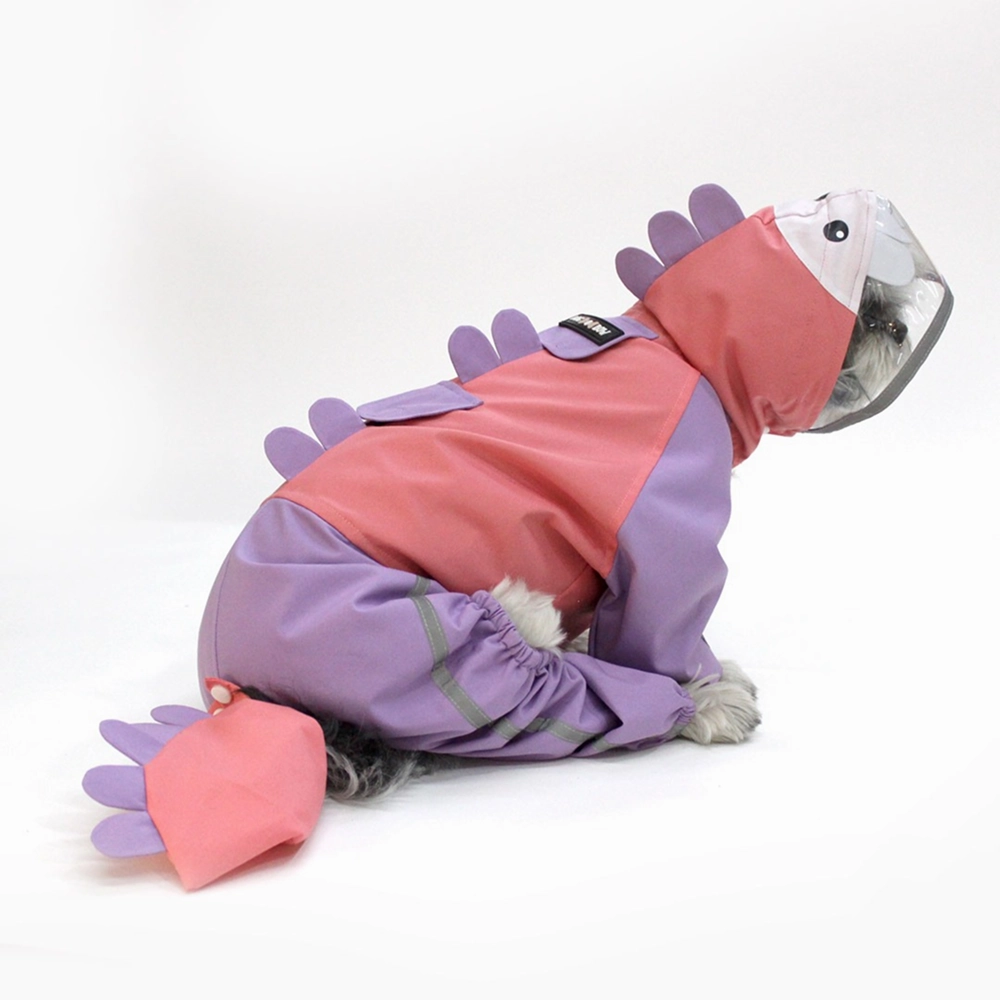 Dogobow Bubble's Dino Raincoat for Dogs and Cats (Pink/Purple)