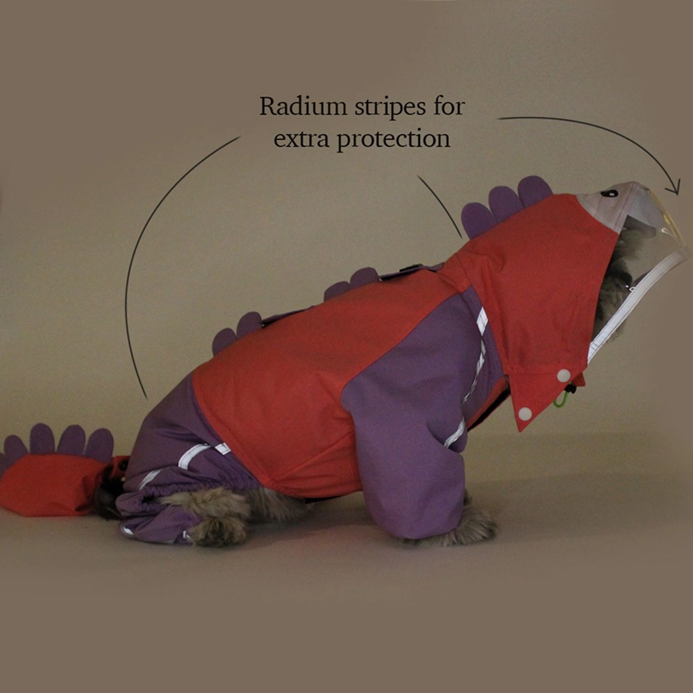 Dogobow Bubble's Dino Raincoat for Dogs and Cats (Pink/Purple)