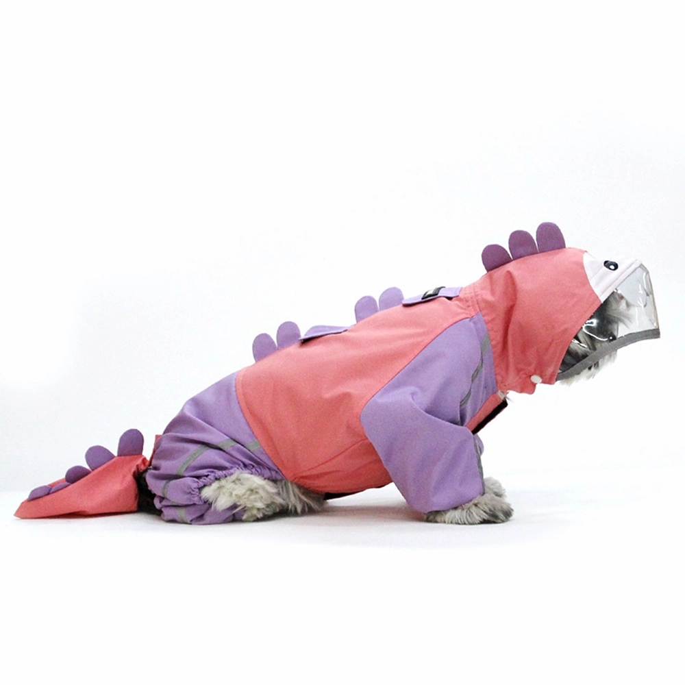 Dogobow Bubble's Dino Raincoat for Dogs and Cats (Pink/Purple)