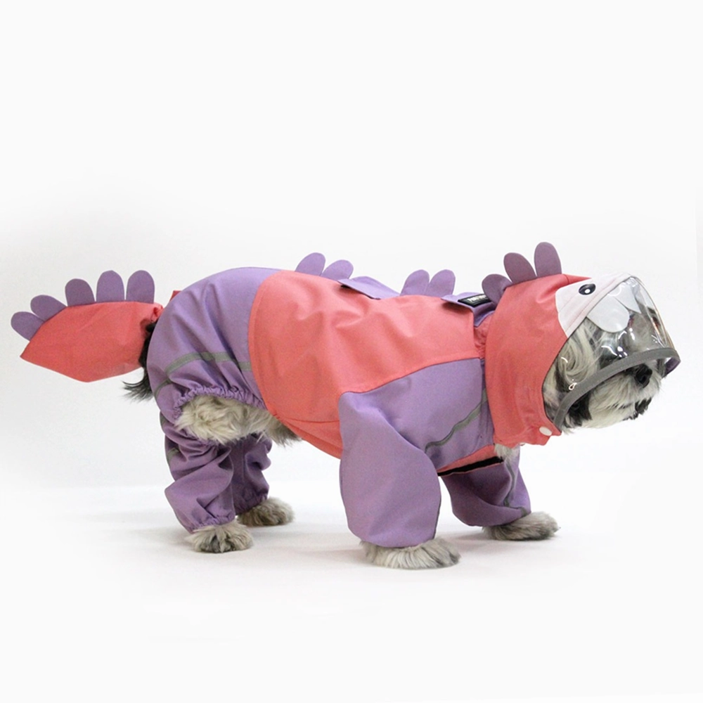 Dogobow Bubble's Dino Raincoat for Dogs and Cats (Pink/Purple)