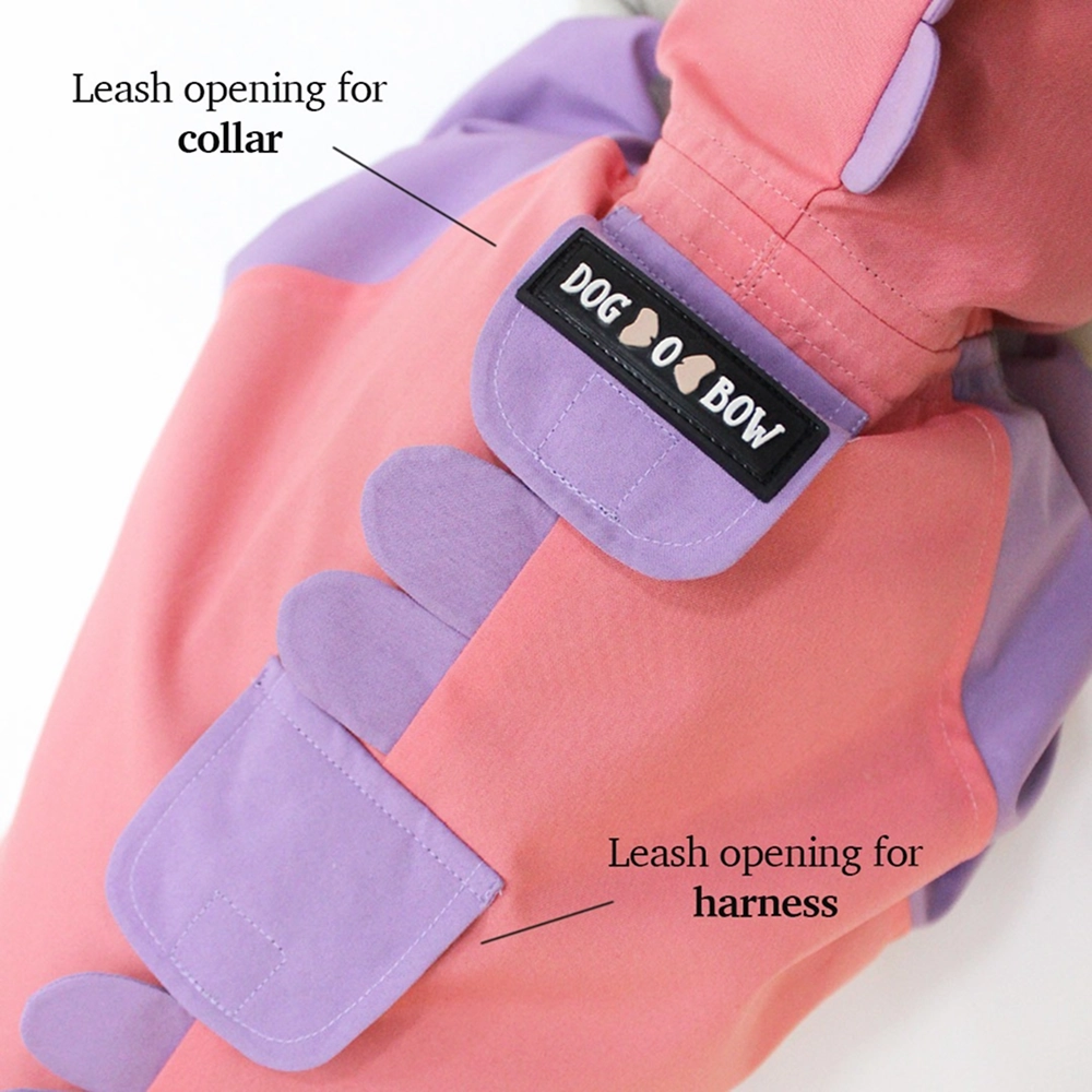 Dogobow Bubble's Dino Raincoat for Dogs and Cats (Pink/Purple)