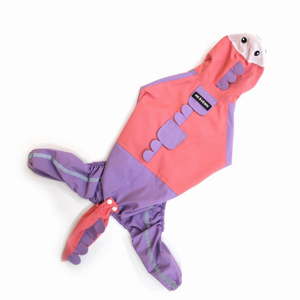 Dogobow Bubble's Dino Raincoat for Dogs and Cats (Pink/Purple)