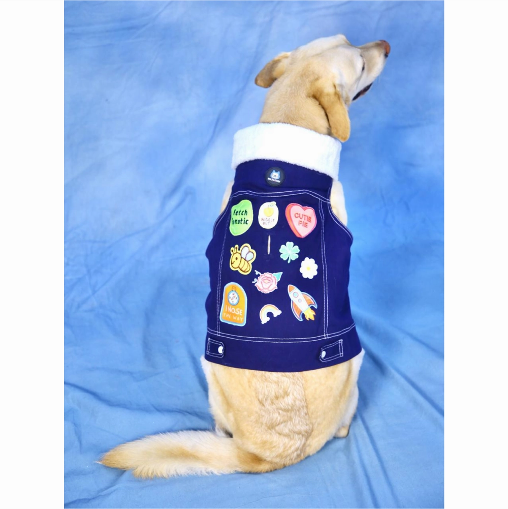Dogobow Denim Jacket for Dogs and Cats (Navy Blue) (Get a Bow Free)