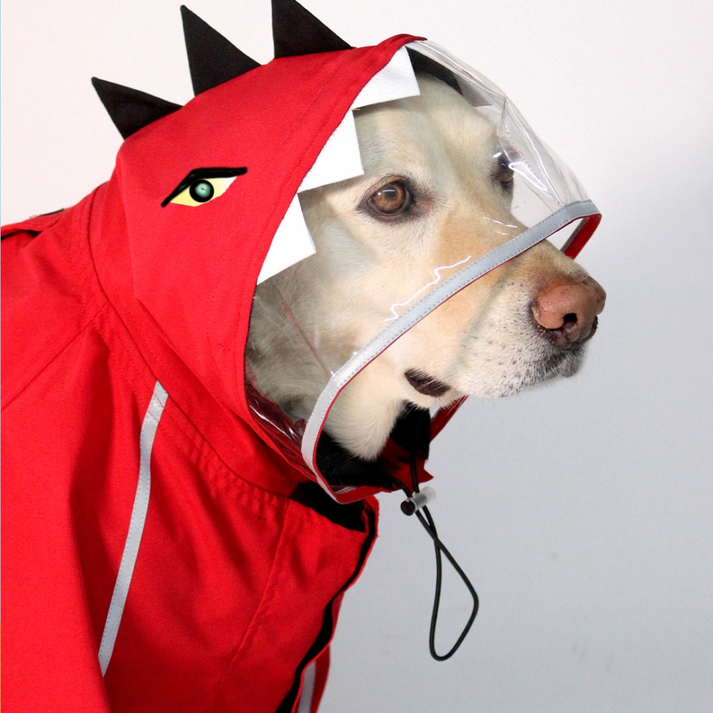 Dogobow Dino Body Suit Raincoat for Dogs and Cats (Red)