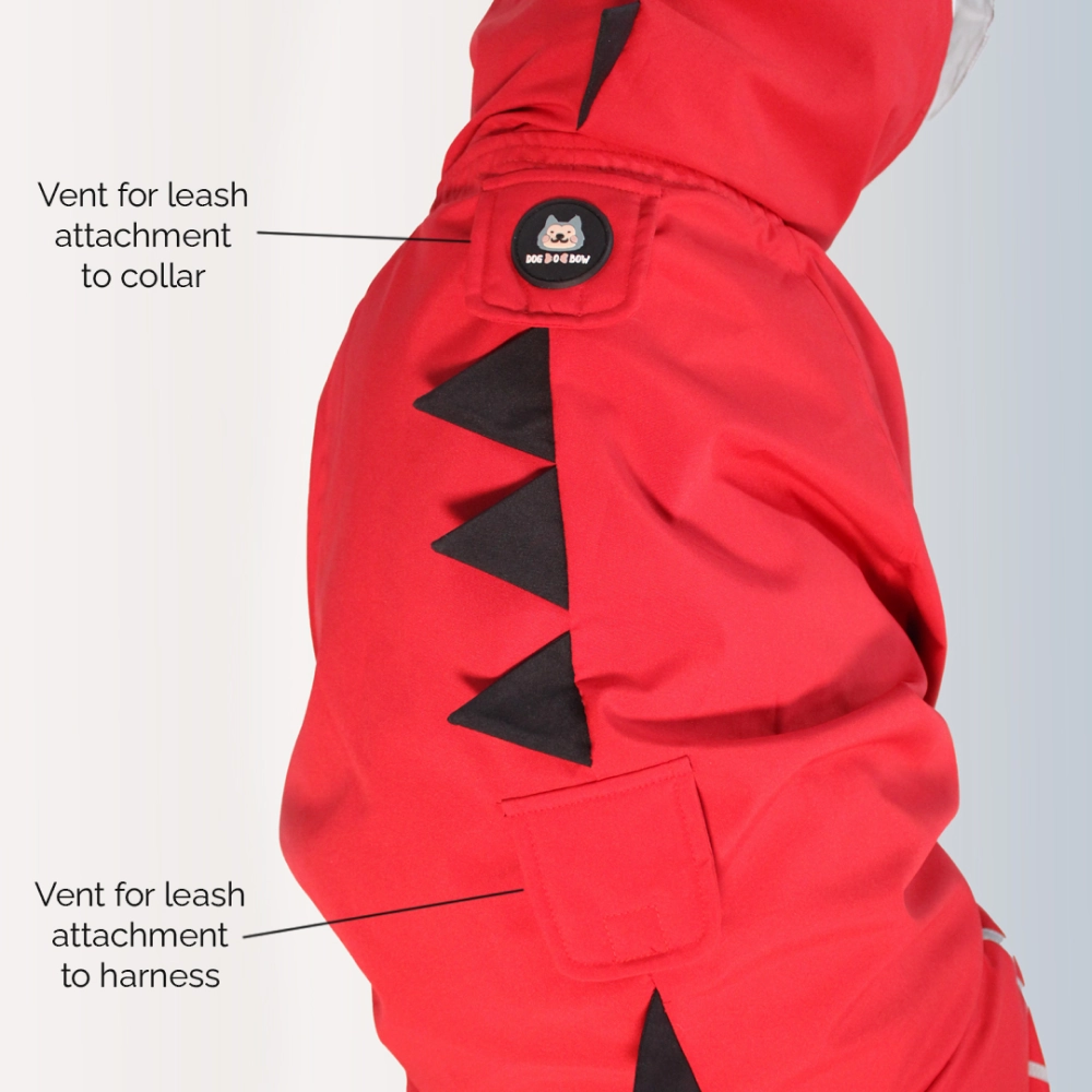 Dogobow Dino Body Suit Raincoat for Dogs and Cats (Red)