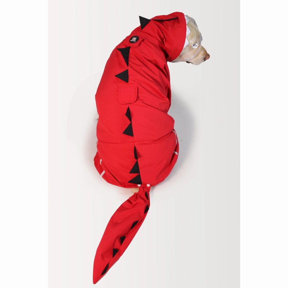 Dogobow Dino Body Suit Raincoat for Dogs and Cats (Red)