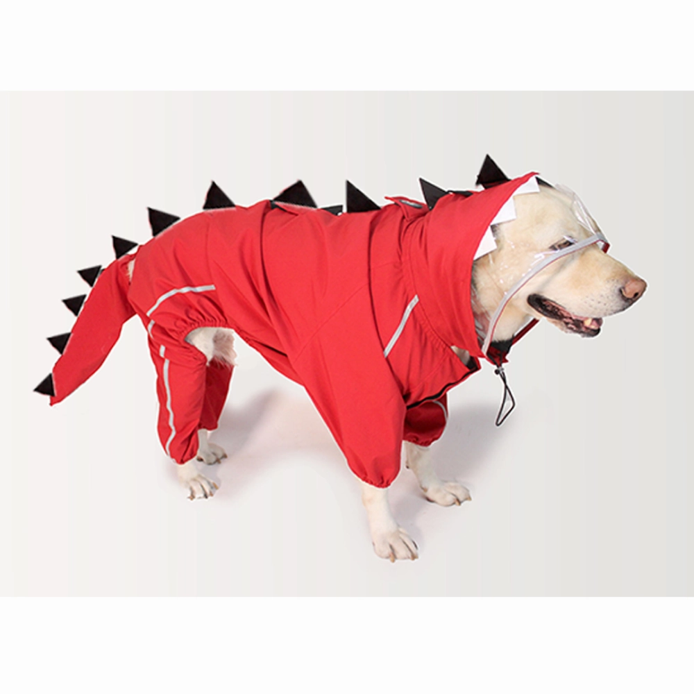 Dogobow Dino Body Suit Raincoat for Dogs and Cats (Red)