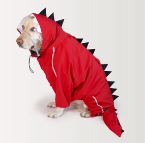 Dogobow Dino Body Suit Raincoat for Dogs and Cats (Red)