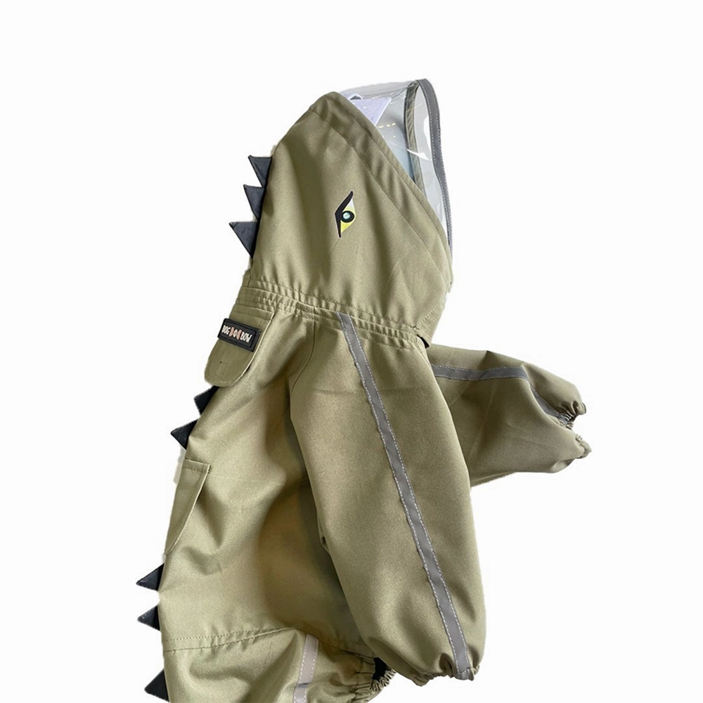 Dogobow Dino Raincoat for Dogs and Cats (Green)