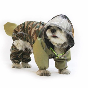 Dogobow Dino Raincoat for Dogs and Cats (Green Camo)