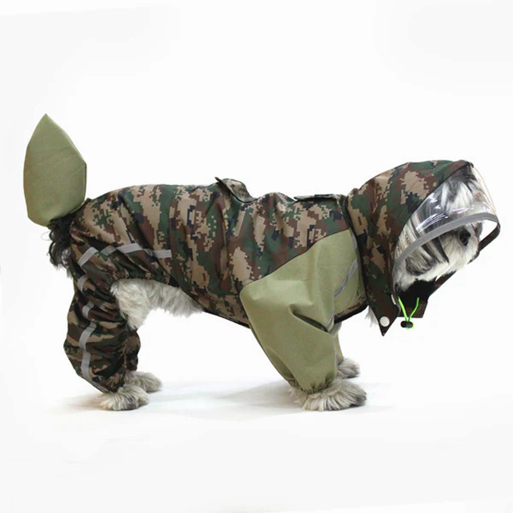 Dogobow Dino Raincoat for Dogs and Cats (Green Camo)