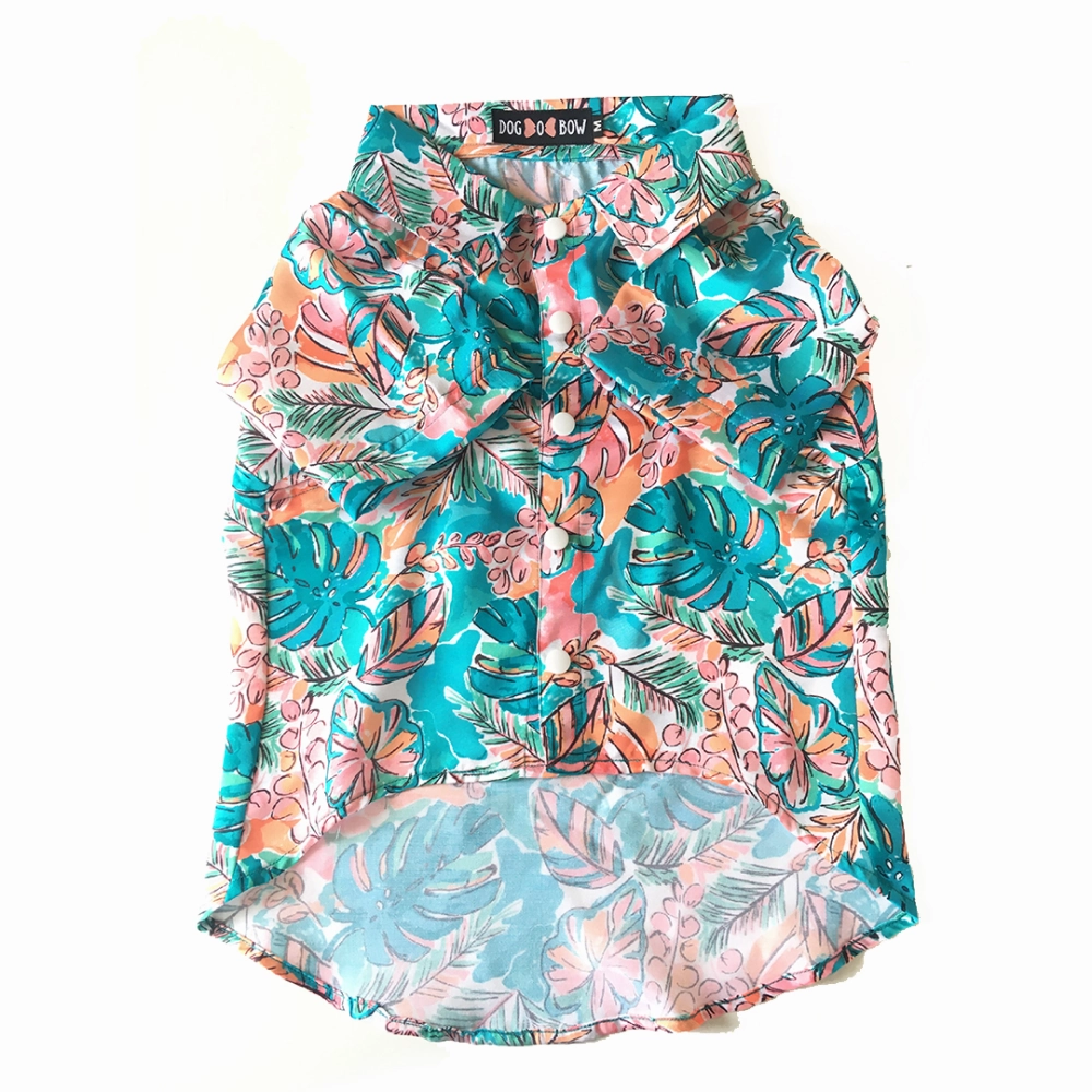 Dogobow Tropicana Shirt for Dogs and Cats (Aqua Blue) (Get a Bow Free)