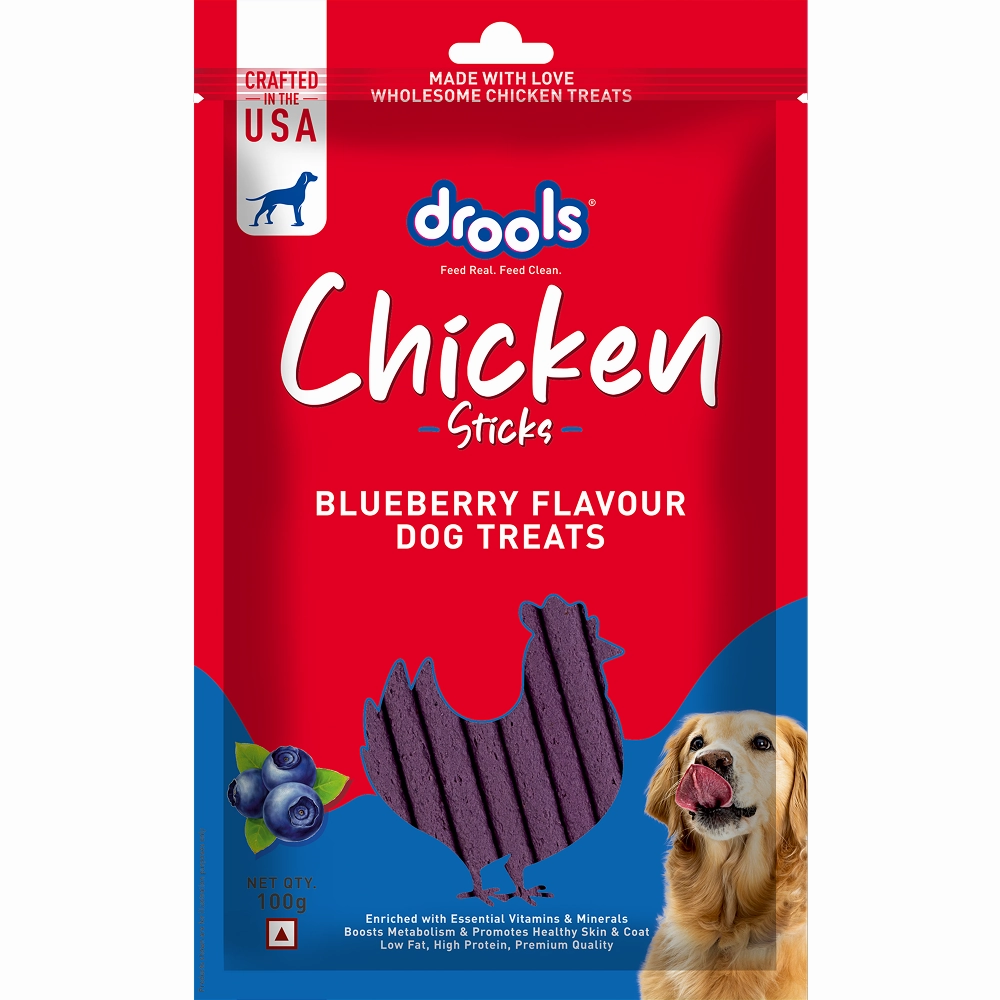 Drools Blueberry Flavour Chicken Sticks Treat for Dogs
