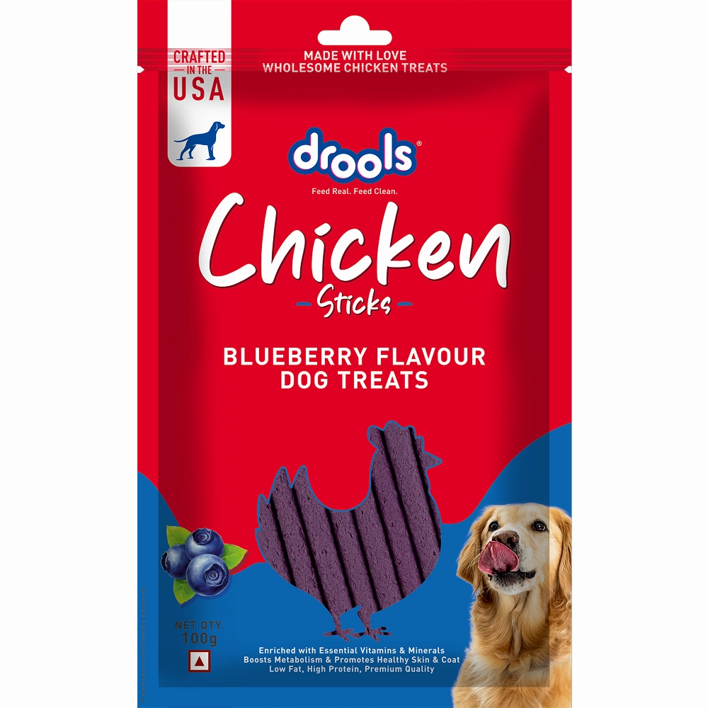 Drools Blueberry Flavour Chicken Sticks Treat for Dogs
