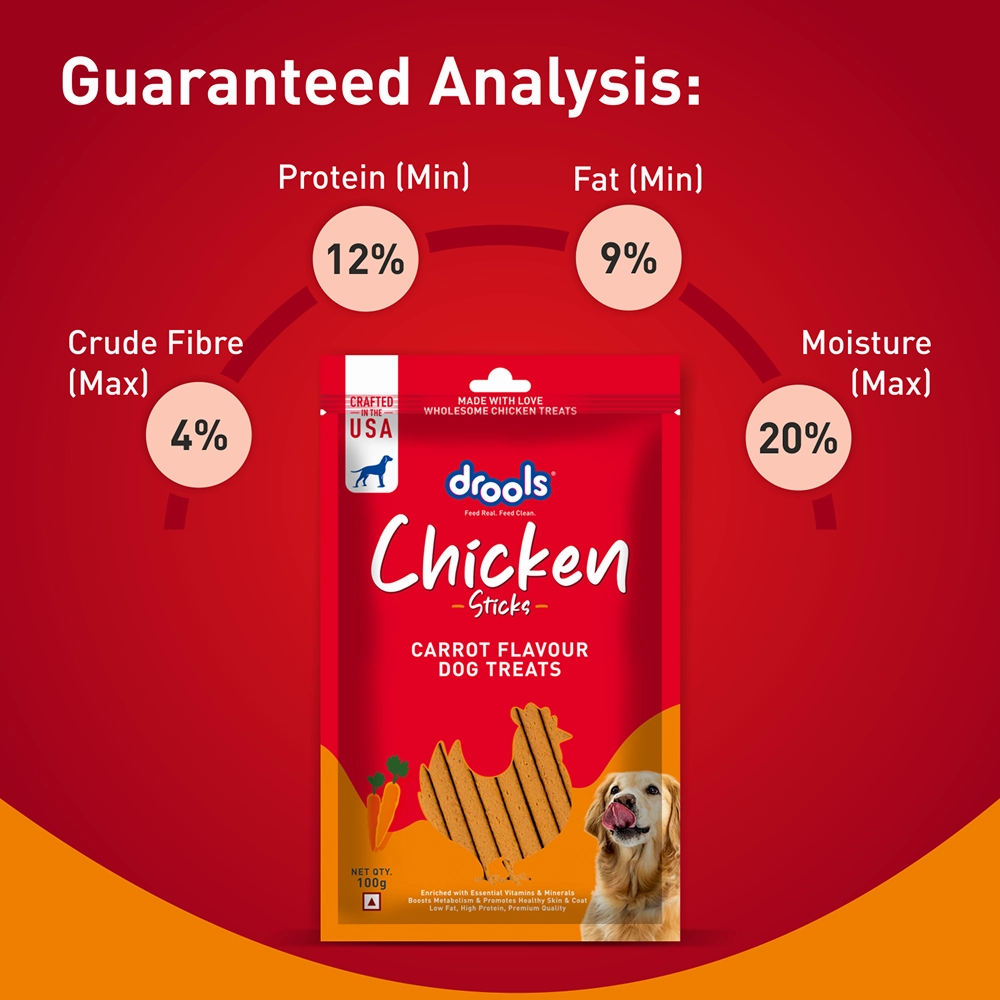 Drools Carrot Flavour Chicken Sticks Treat for Dogs