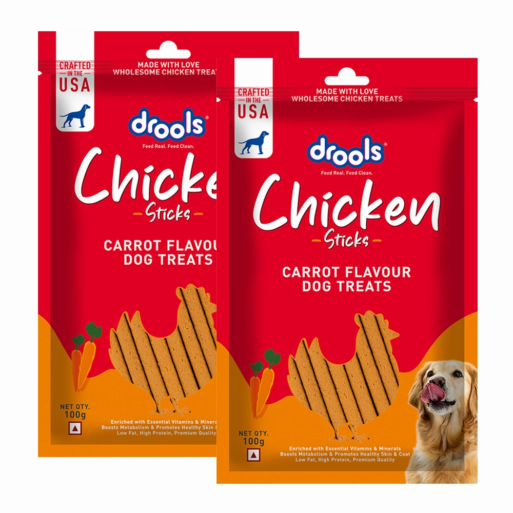 Drools Carrot Flavour Chicken Sticks Treat for Dogs