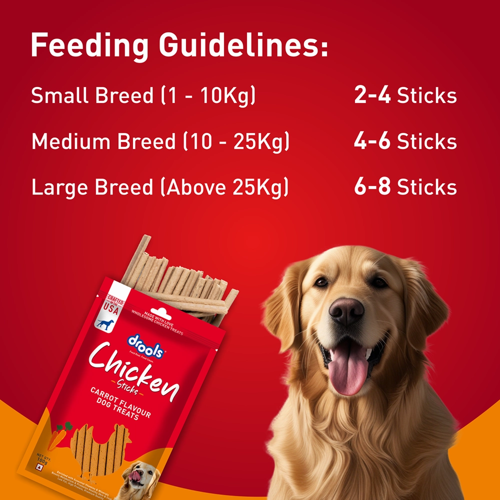 Drools Carrot Flavour Chicken Sticks Treat for Dogs