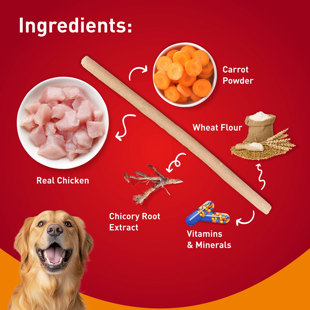 Drools Carrot Flavour Chicken Sticks Treat for Dogs