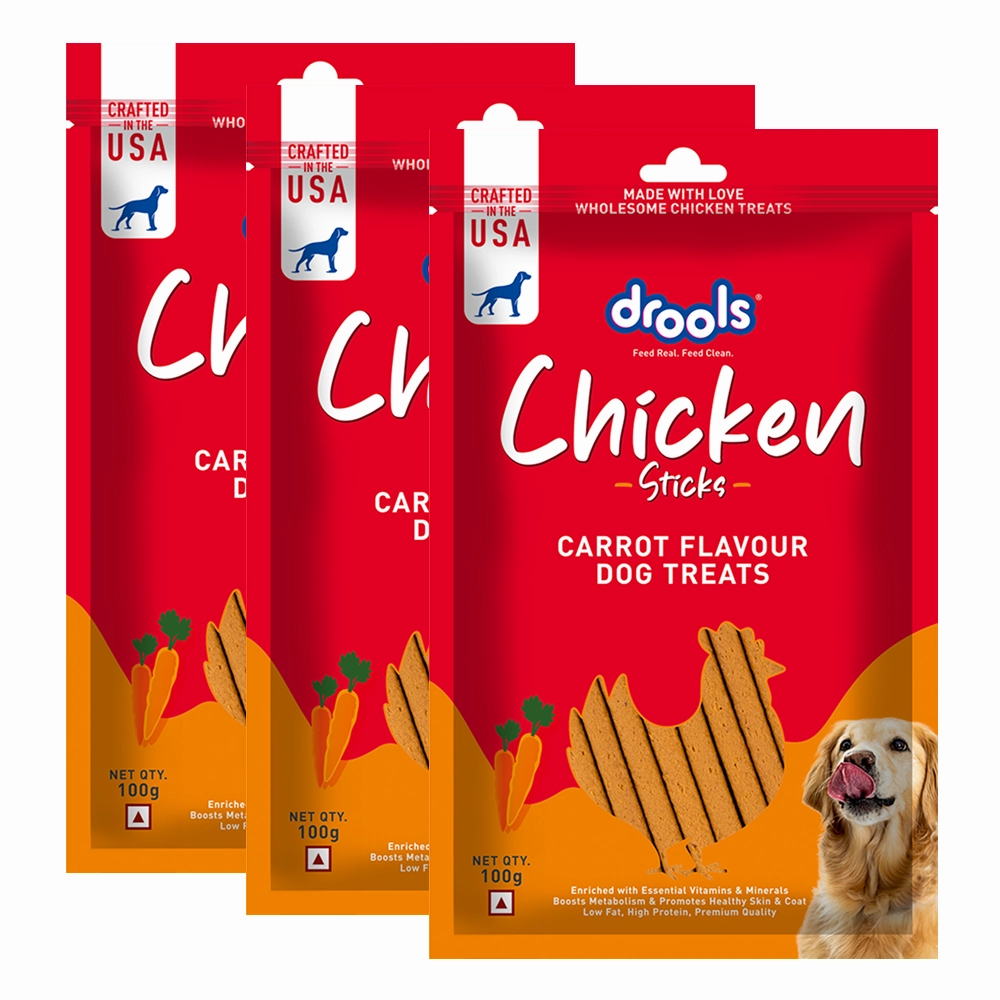 Drools Carrot Flavour Chicken Sticks Treat for Dogs