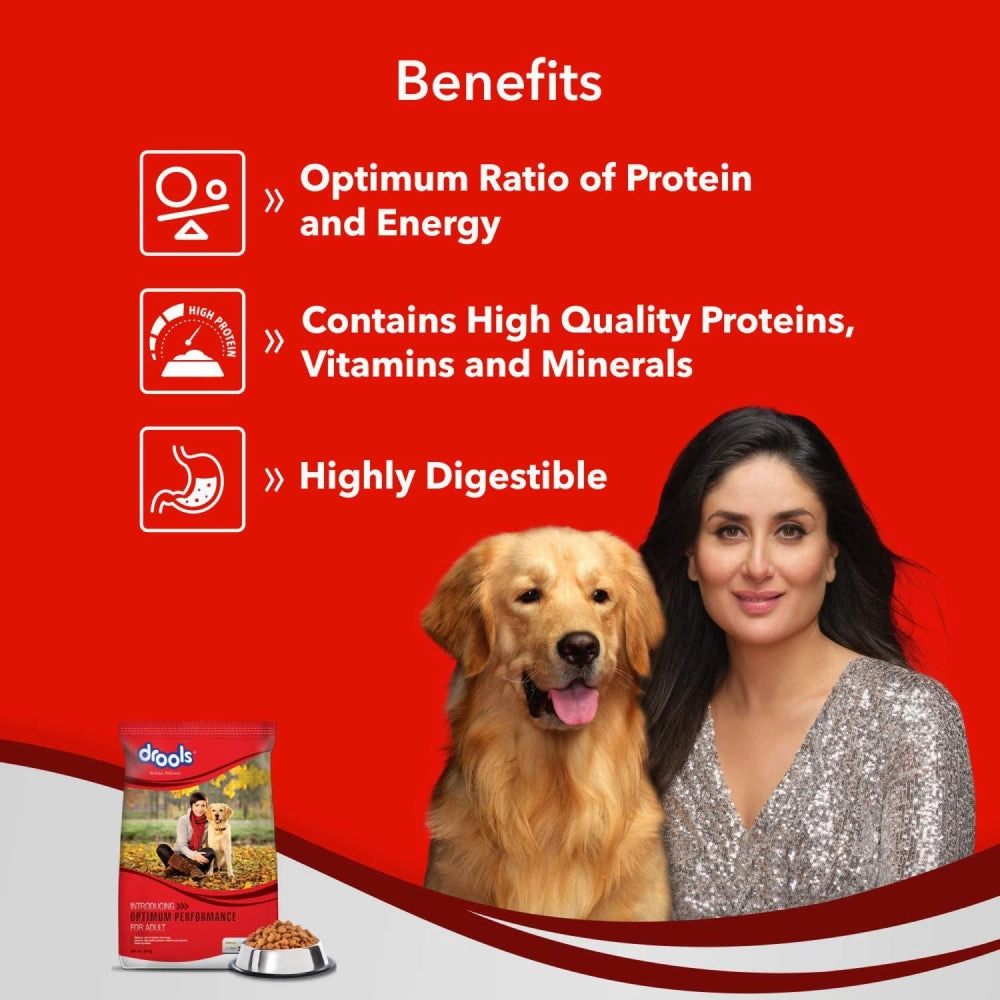 Drools Optimum Performance Adult Dog Dry Food and Chip Chops Chicken Tenders Dog Treats Combo