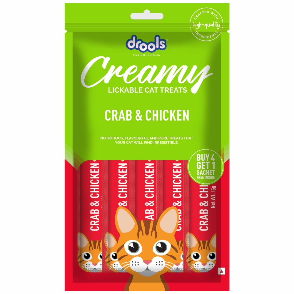 Drools Real Chicken and Crab & Chicken Creamy Cat Treats Combo