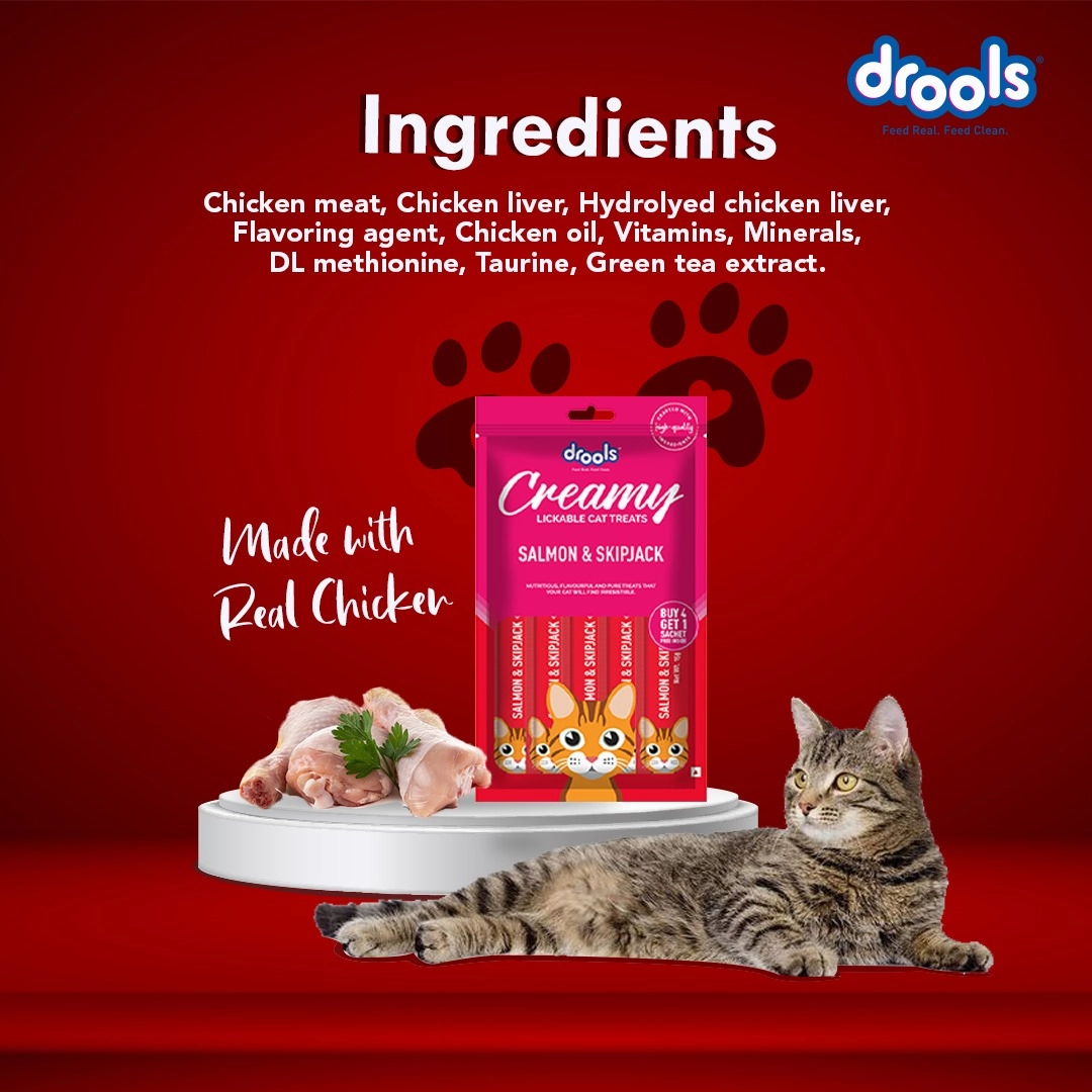 Drools Salmon & Skipjack and Crab & Chicken Creamy Cat Treats Combo