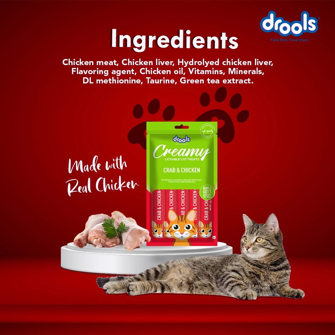 Drools Salmon & Skipjack, Crab & Chicken and Real Chicken Creamy Cat Treats Combo