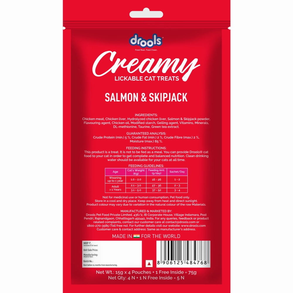 Drools Salmon & Skipjack, Crab & Chicken and Real Chicken Creamy Cat Treats Combo