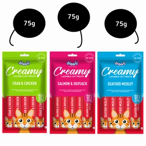 Drools Seafood Medley, Salmon & Skipjack and Crab & Chicken Cat Treats Combo