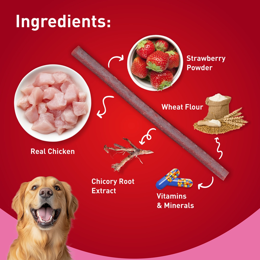 Drools Strawberry Flavour Chicken Sticks Treat for Dogs