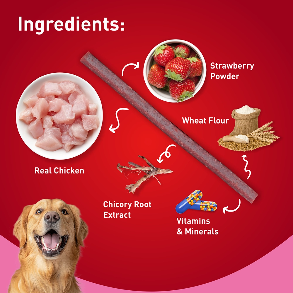 Drools Strawberry Flavour Chicken Sticks Treat for Dogs