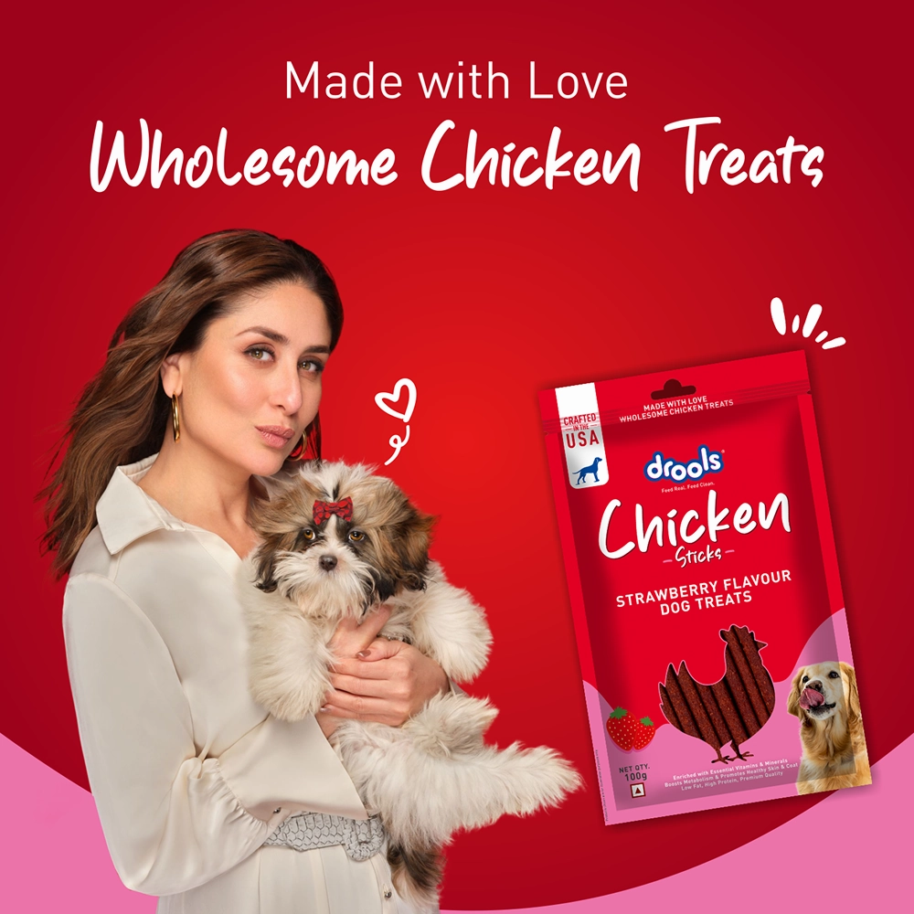 Drools Strawberry Flavour Chicken Sticks Treat for Dogs