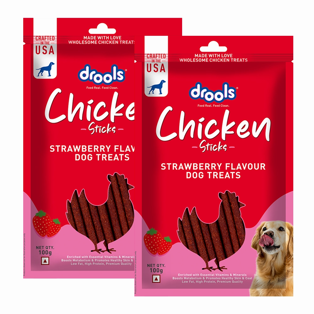 Drools Strawberry Flavour Chicken Sticks Treat for Dogs
