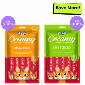 Drools Tuna & Bunito and Crab & Chicken Creamy Cat Treats Combo