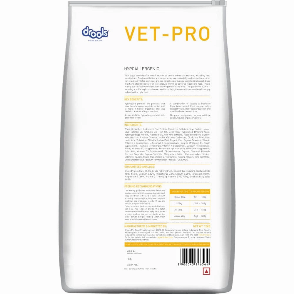Drools VET PRO Hypoallergenic Adult Dog Dry Food