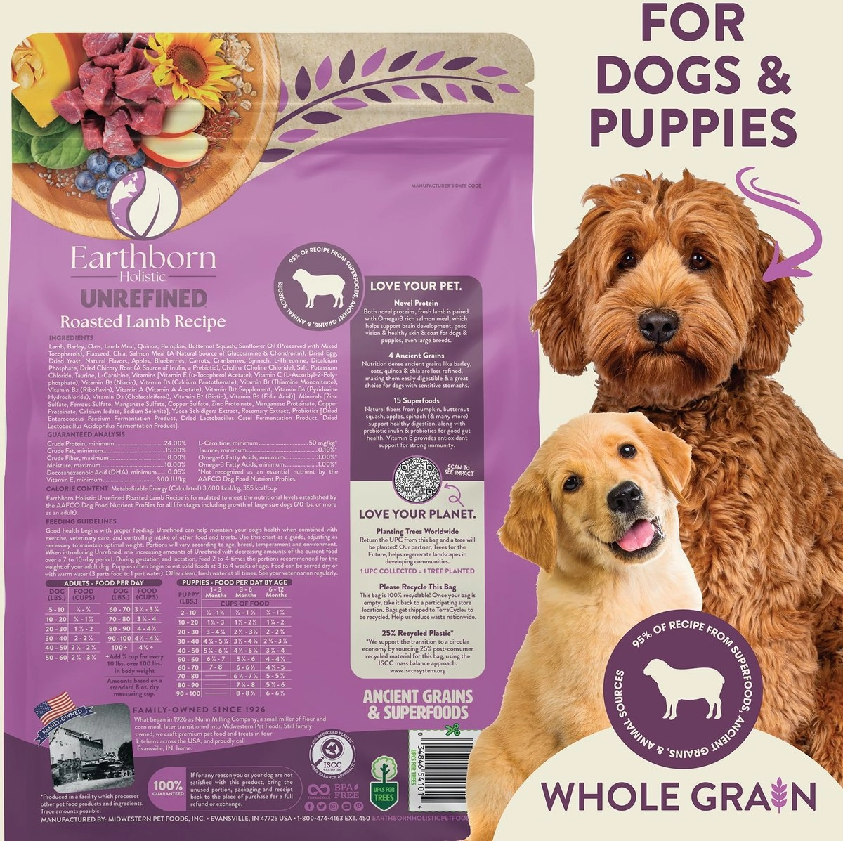 Earthborn Holistic Unrefined Roasted Lamb with Ancient Grains & Superfoods Dry Dog Food