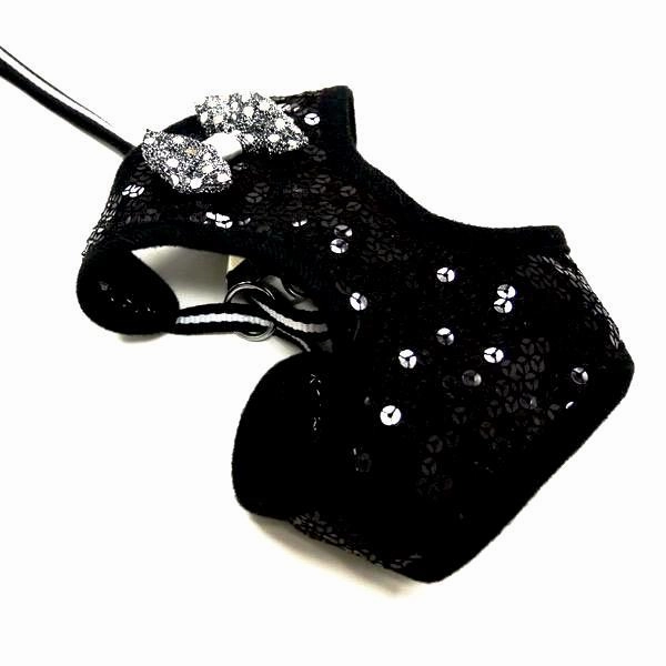 Easy Go Sequins Dog Harness Black
