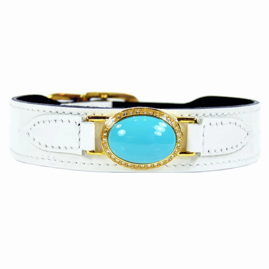 Estate Collection Dog Collar White Patent