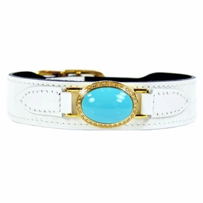Estate Collection Dog Collar White Patent