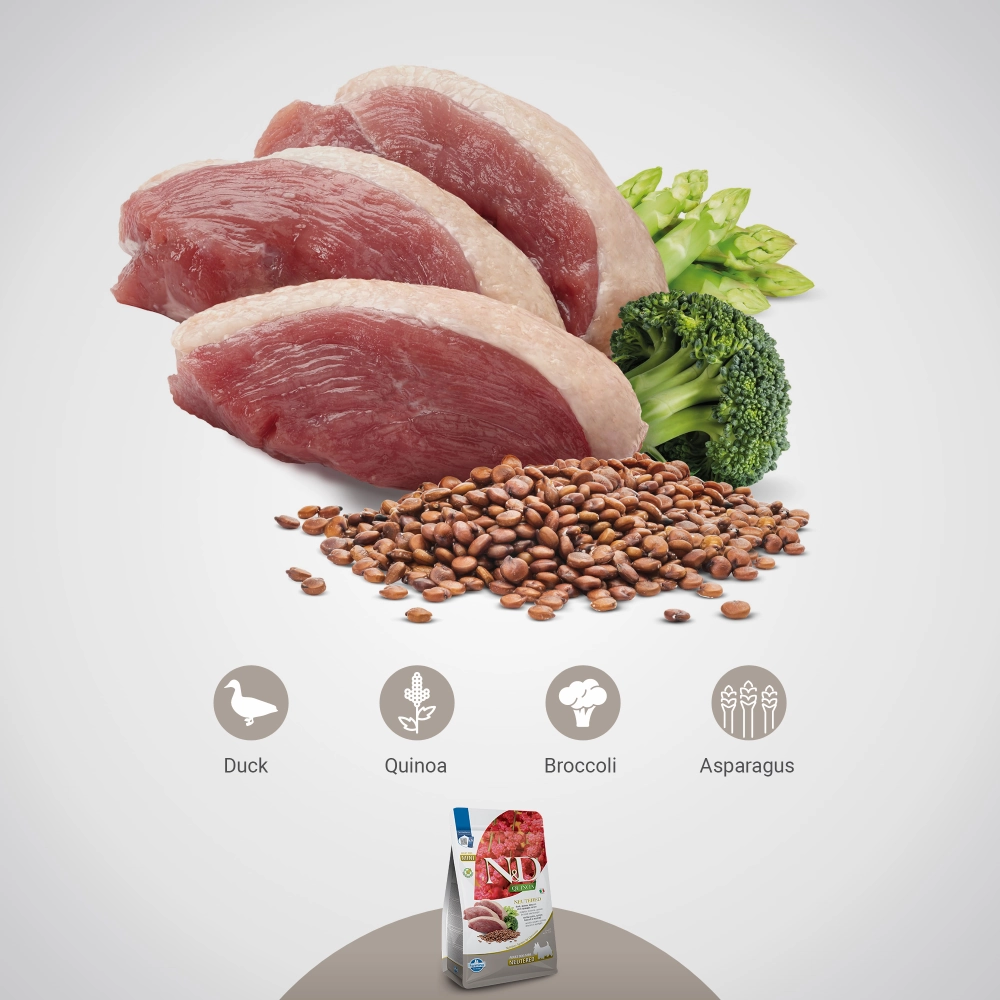 Farmina N&D Neutered Quinoa Duck, Broccoli & Asparagus Adult Mini Dog Dry Food