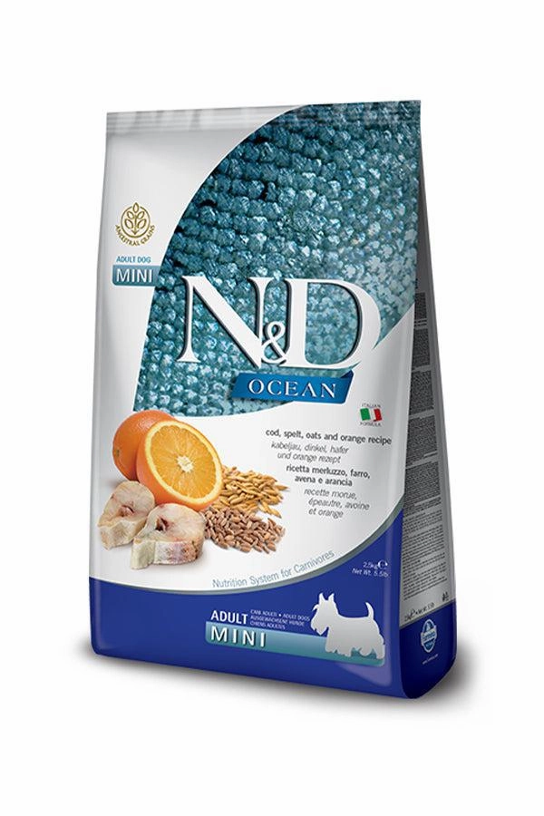Farmina N&D Ocean Cod, Spelt, Oats, and Orange Mini Dry Dog Food