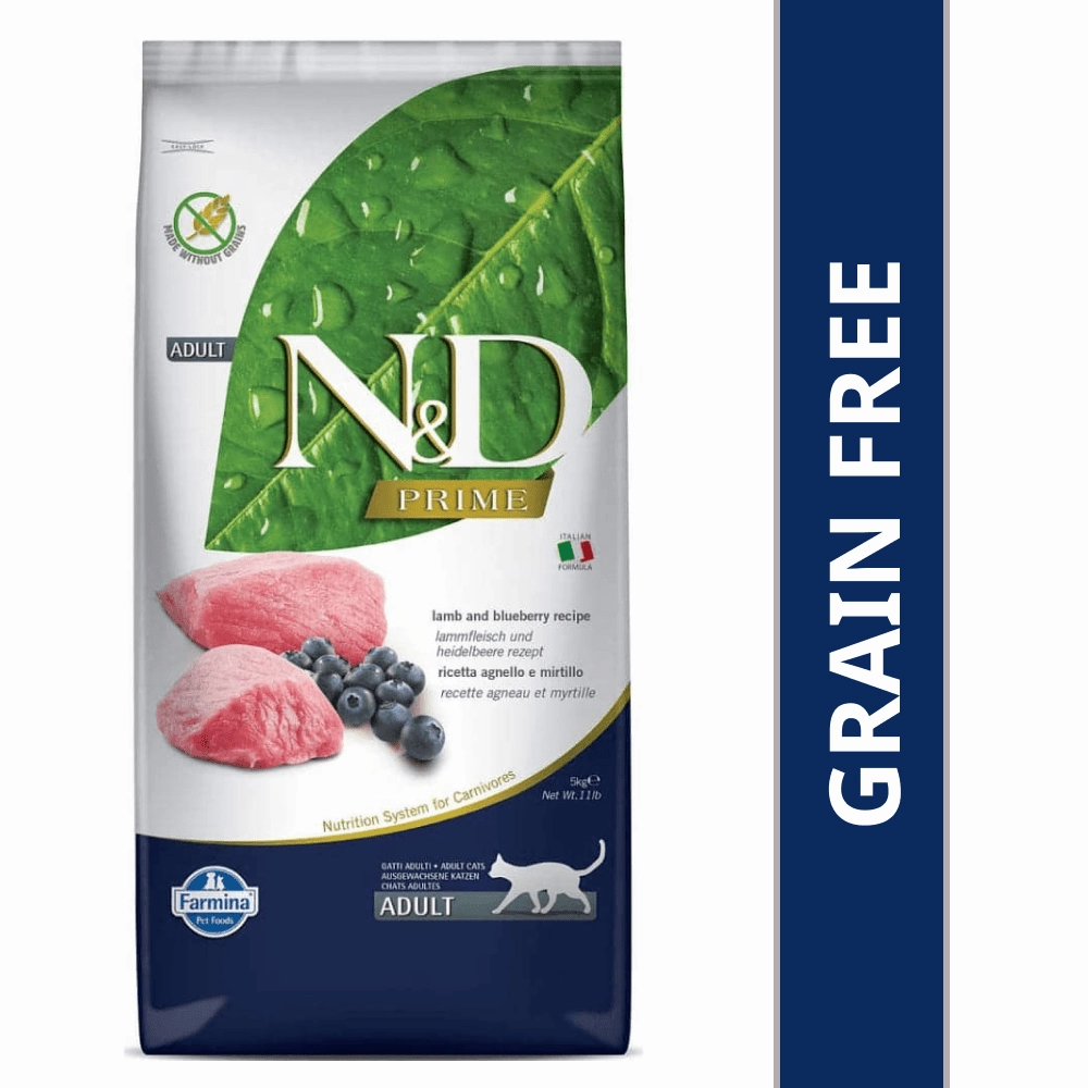 Farmina N&D Prime Lamb & Blueberry and Ocean Herring & Orange Grain Free Adult Cat Dry Food Combo