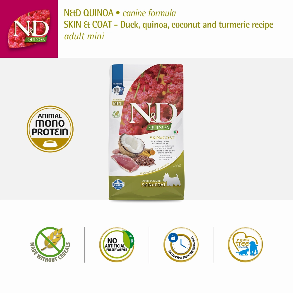 Farmina N&D Quinoa Duck Coconut & Turmeric Skin & Coat Grain Free Mini Adult Dog Dry Food