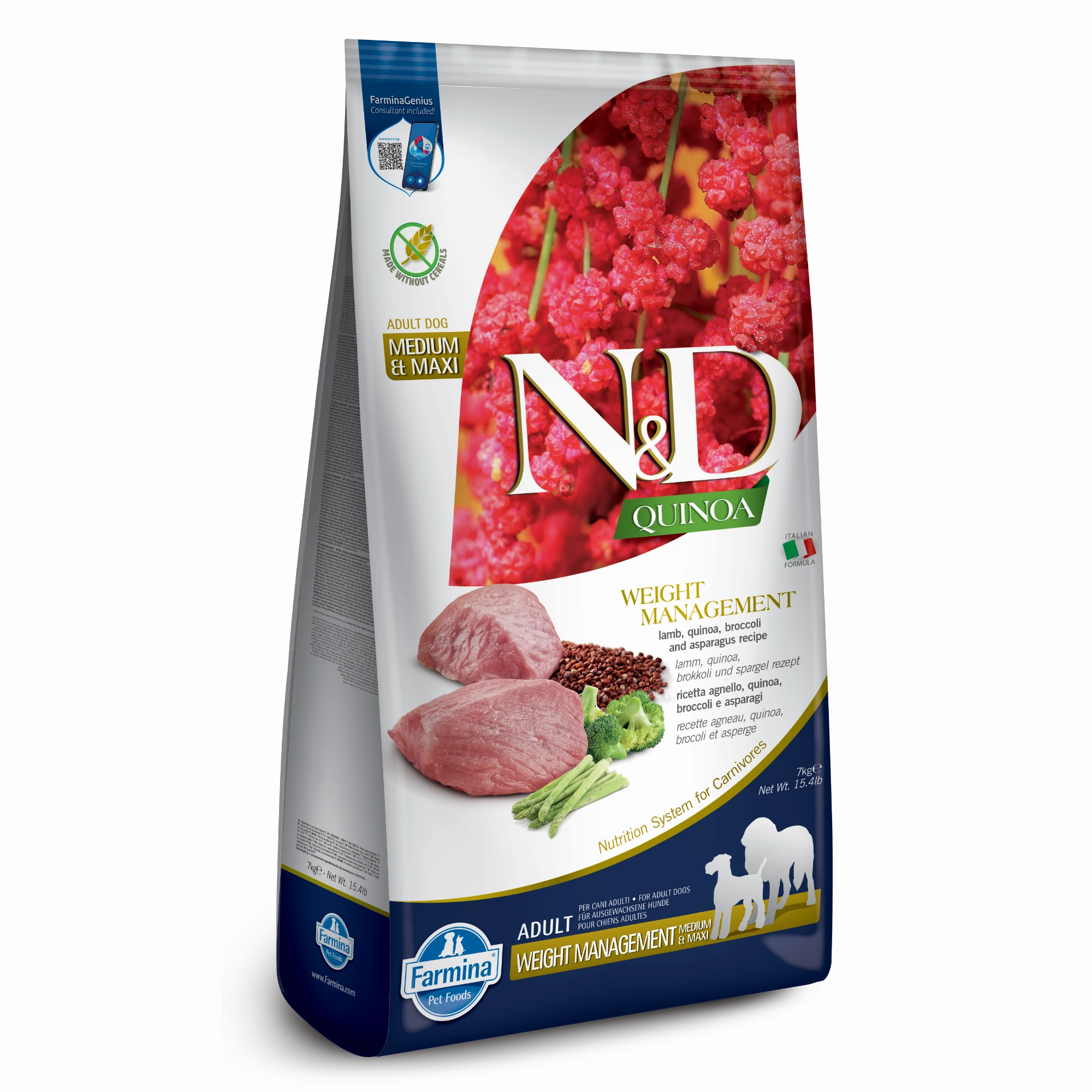 Farmina N&D Quinoa Weight Management Lamb, Quinoa & Broccoli Medium & Maxi Adult Dry Dog Food
